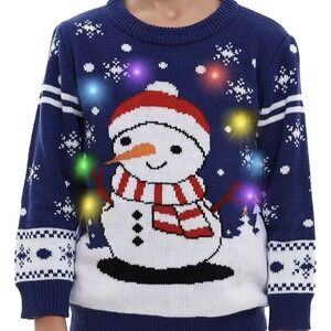 HSCTEK Light Up‎ Child Christmas Knitted Sweater Size 14 Boys